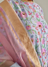 Gulaab Kurta Zari Dupatta Set - Powder Blue