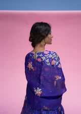 Leaf Cheenth Lehenga Set - Azure Blue