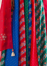 Tircha Panelled Lehenga Set - Multicolour