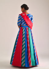 Tircha Panelled Lehenga Set - Multicolour