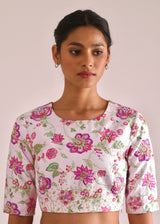 Jacobean Applique Lehenga Set - Peony Pink