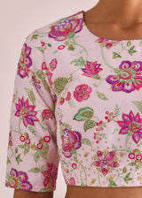 Jacobean Applique Lehenga Set - Peony Pink