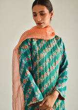 Tircha Kurta Set - Emerald Green