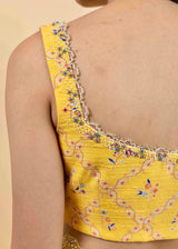 Soha Cutwork Saree Chrome Yellow Chokor Blouse Set - Chrome Yellow