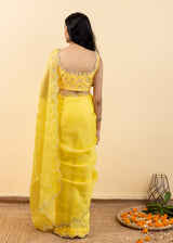 Soha Cutwork Saree - Chrome Yellow