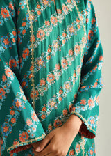 Tircha Kurta Set - Emerald Green