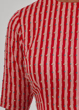 Circle Bootah Saree Red Dhaari Blouse Set - Red