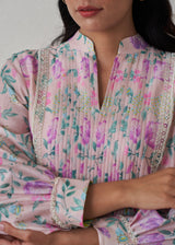 Sia Pleated Kurta Set - Peach