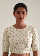 Kaira Scallop Saree Cluster Blouse Set - Mint Green