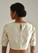 Kaira Scallop Saree Cluster Blouse Set - Mint Green