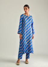 Tircha Kurta Set - Cobalt Blue