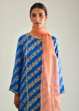 Tircha Kurta Set - Cobalt Blue