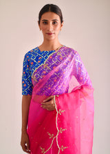 Megh Scallop Saree - Pink Ombre