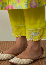 Sia Pleated Kurta Set - Lime Yellow