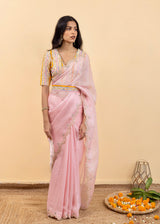 Soha Cutwork Saree - Soft Pink
