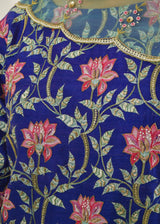 Leaf Kurta Lehenga Set - Azure Blue