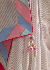 Diagonal Saree Blouse Set - Pastel