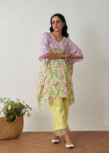 Sia Short Kaftan Set - Buttercup Yellow-Mauve