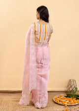 Soha Cutwork Saree Blouse Set - Soft Pink