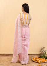 Soha Cutwork Saree - Soft Pink