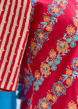 Tircha Kurta Sharara Set - Red