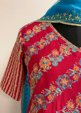 Tircha Kurta Sharara Set - Red