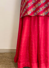 Tircha Kurta Sharara Set - Red