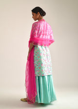 Gulaab Kurta Lehenga Set - Mint Green