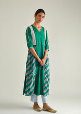 Gathered Kurta Set - Emerald Green