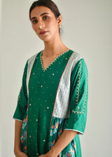Gathered Kurta Set - Emerald Green