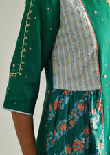 Gathered Kurta Set - Emerald Green