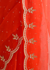 Vari Scallop Saree Blouse Set - Tangerine Orange