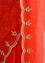 Vari Scallop Saree - Tangerine Orange
