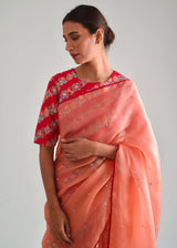 Tircha Saree - Salmon Peach