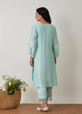 Sia Panelled Kurta Set - Sage Green