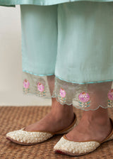 Sia Panelled Kurta Set - Sage Green