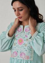 Sia Panelled Kurta Set - Sage Green