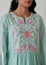 Sia Panelled Kurta Set - Sage Green