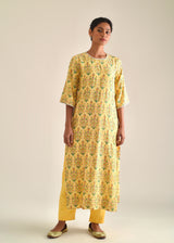 Mughal Kurta Organza Dupatta Set - Yellow