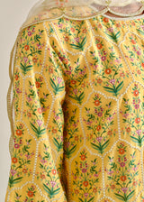 Mughal Kurta Organza Dupatta Set - Yellow
