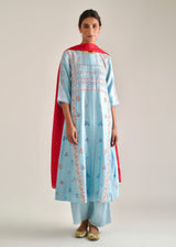 Barfi Kurta Set - Sky Blue