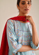 Barfi Kurta Set - Sky Blue