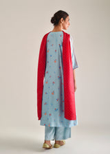 Barfi Kurta Set - Sky Blue