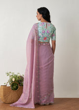 Ichika Saree Blouse Set - Lavender