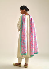 Bageecha Kurta Printed Dupatta Set - Off-White