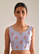 Jacobean Saree Blouse Set - Lilac
