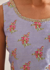 Jacobean Saree Blouse Set - Lilac