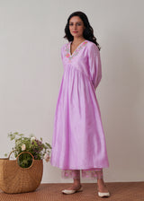 Kanji Gathered Kurta Set - Mauve