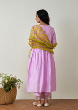 Kanji Gathered Kurta Set - Mauve