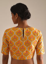 Ogee Scallop Lehenga Set - Mango Yellow